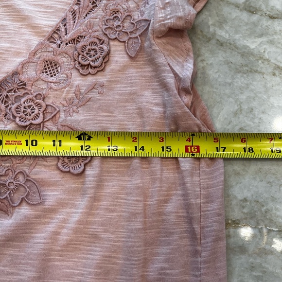 Sundance blush pink flutter-sleeve embroidered V-neck‎ blouse (M) Cottagecore - Picture 8 of 9